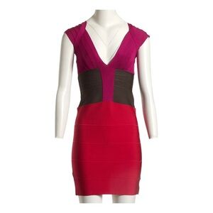 Herve Leger Pink, Purple and Black Mini Dress